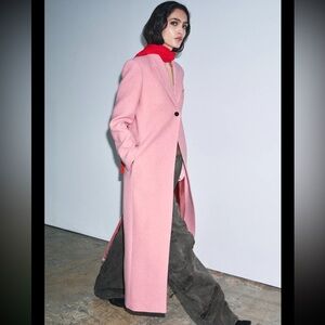 Zara Pink Long Blazer Coat